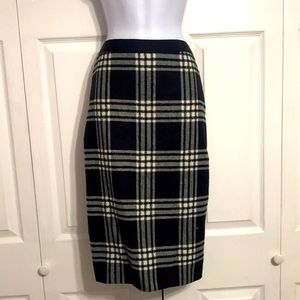 Talbots Black and White Plaid Pencil Skirt
